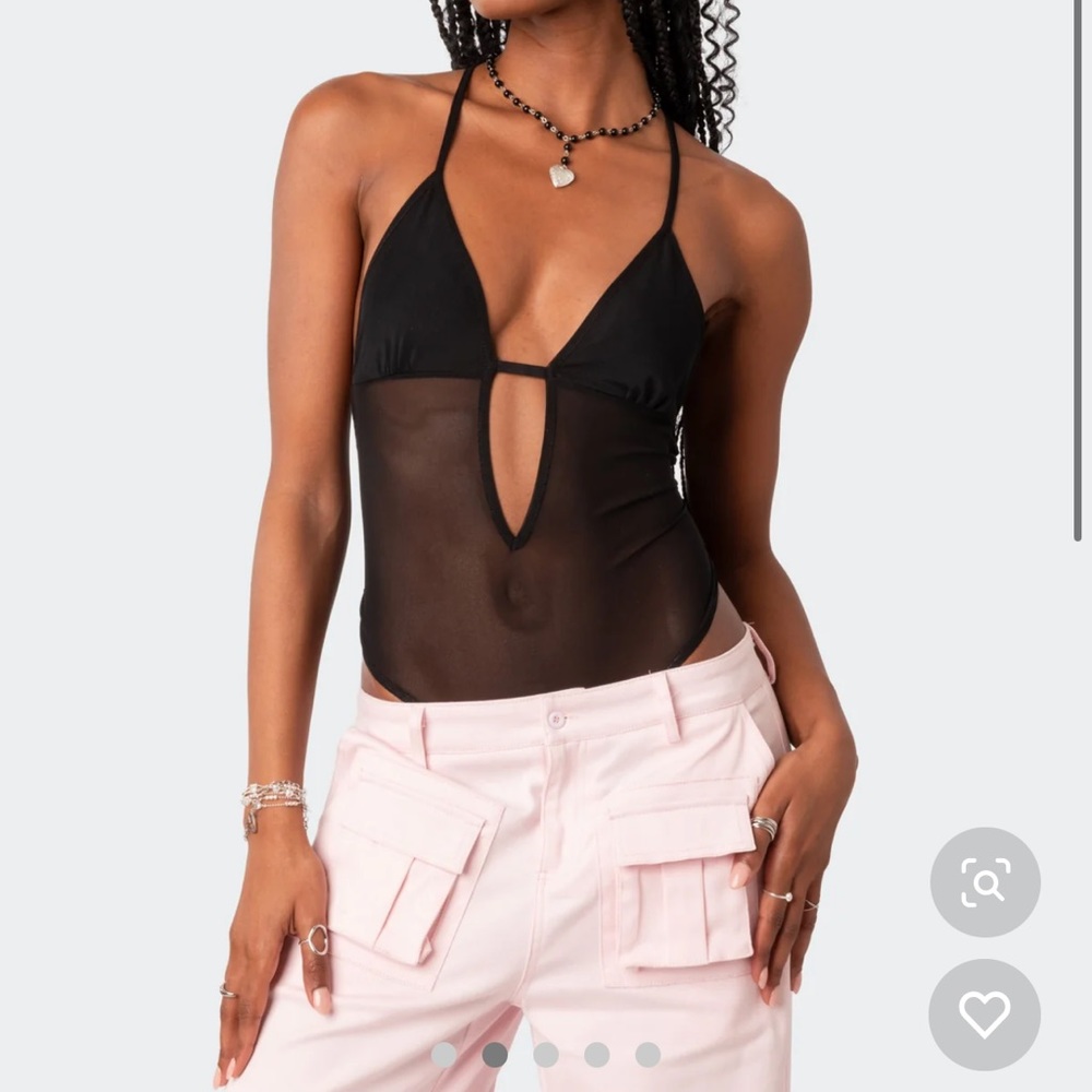 Edikted Alva Open Back Sheer Mesh Bodysuit